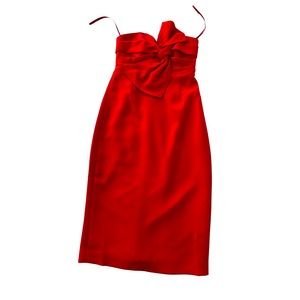 Club Monaco strapless red dress w bow